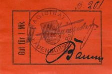 Lauenburg Stadthauptkasse 1 Mark ohne Datum Leinen leicht gebraucht B KN