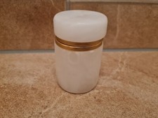 Große Deckeldose Schatulle Onyx Marmor Vintage Antik Deko Messing Ohringe 