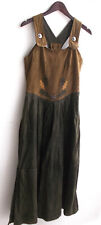 Damen Trachten Kleid ärmellos Leder, Oberteil braun, Rock grün Gr. 38 v. Linzner