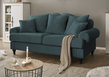 Sofa in blaugrün Couch 3-Sitzer Sofagarnitur 3er-Sofa Loungesofa 200 cm Adelina