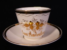 Striegauer Porzellan Sammeltasse Zum Andenken mit Golddekor Goldene Hochzeit