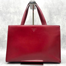 PRADA Handtasche Tasche Handbag Kalbsleder Leder Embossed Rot Bordeaux Original