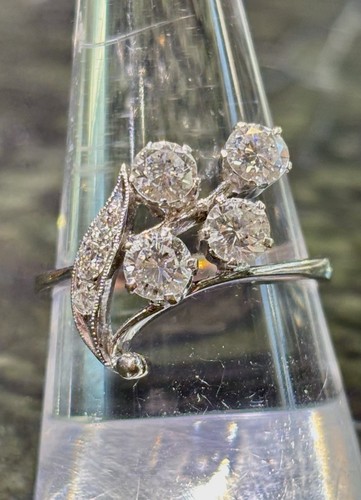 Jugendstil ring 18kt weißgold - jugendstil,