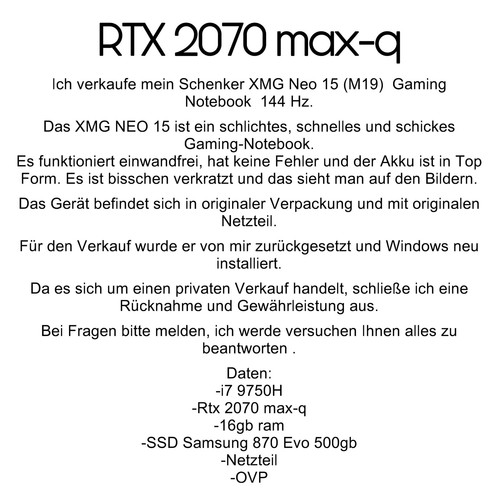 Xmg neo gaming laptop - neo,