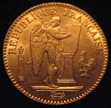 MDS FRANKREICH 20 FRANCS 1886 A "STEHENDER GENIUS", GOLD  #36