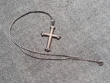 alte Kette + großer Kreuz-Anhänger - 800er Silber, Vintage, Jugendstil, Art Deco