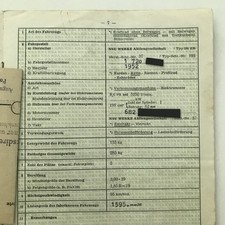 NSU Typ 201 ZDB 1952 Pappbrief 198 ccm Kraftfahrzeugbrief Brief Fahrzeugbrief