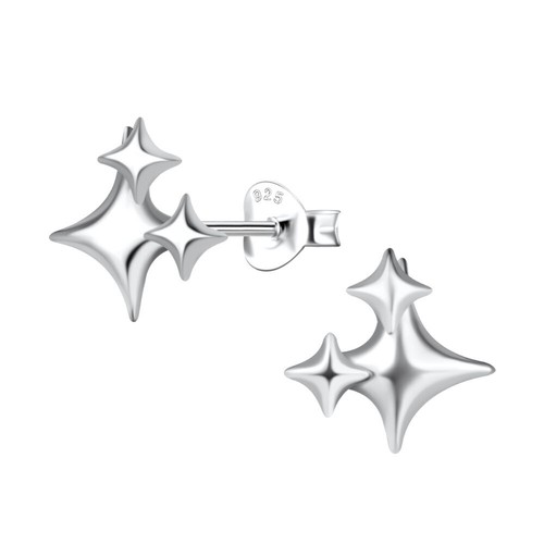 Silber stern ohrstecker - silber,