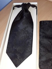 BRINKLEYS Plastron und Einstecktuch dunkelblau kurze Krawatte Hochzeit wNEU