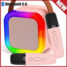 Karaoke Maschine für Kinder,Tragbarer Mini Bluetooth Lautsprecher mit Mikrofonen