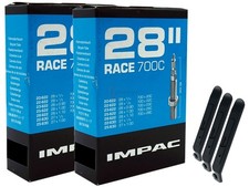 2x Impac Fahrradschlauch 28 Zoll SV 40mm (20/28-622) + Reifenheber Set Race 700C