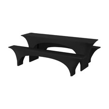 Bierzeltgarnitur Hussen / Stretchhussen 3-Teilig 220 x 70 schwarz Neu