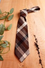 Vintage 70s Wolle Krawatte Schlips braun kariert Rockabilly Schurwolle