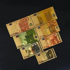 Euro Gold Banknoten Set 7 Stk. Geld Scheine 5 - 500 Euro