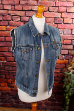 Upcycled Denim Jeans Weste blau Klaviatur Klavier Tasten Rockabella