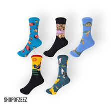 Tiermotiv Socken – Lustige Unisex Socken mit Fisch, Bär, Schildkröte,Hahn & Huhn