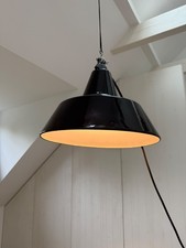 BAUHAUS ART-DECO INDUSTRIE LEUCHTE FABRIK DECKEN LAMPE EMAILLE SCHIRM 34 cm