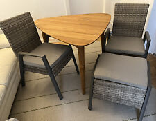 Gartentisch-Set-Teak-Gebürstet 2Sessel 3x Rückenverstellbar 110x110cm + 1 Hocker