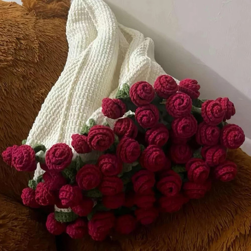 Gestrickte decke blumenstrauß - decke,