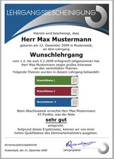 Lehrgangsbescheinigung - Premium, Urkunde, Zertifikat, Auszeichnung - UK-646