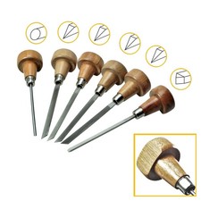 AURIFEX Gravierstichel Set für Handgravur Werkzeugstahl mit Griffen 6 St
