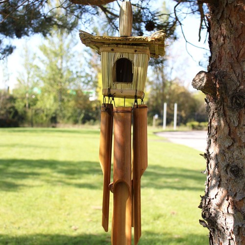 Vogelhaus mit windspiel bambus - windspiel,