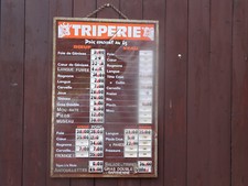 alte Preistafel Preisaushang französiche  Metzgerei Triperie  Vintage Frankreich