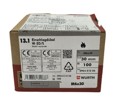 100x WÜRTH M6x30 Einschlagdübel W-ED/S  Stahl verzinkt Beton Befestigungs Anker