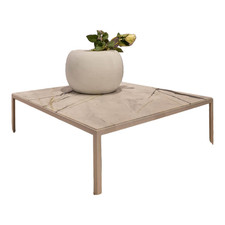 Janua Couchtisch SC 54 Steinplatte Calacatta Verde Leder Optik 