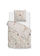 Zo! Home Flanell Bettwäsche 135x200 cm Pettirosso Natural Gräser Halme Vögel