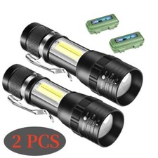 2 Stück Taschenlampe LED Aufladbar USB Super Hell Taktisches Fackel Lumen Akku