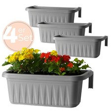 4er Set Blumenkasten Balkon Geländer Blumen Kasten mit Halterung Wasserspeicher