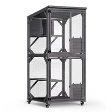 Wiltec Freilaufgehege Katzen 74x78x180cm Katzenfreigehege Holz Außengehege