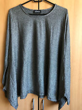 GRACE shirt pulli langarm ausgefallen lässig zipfel lurex glitzer grau lagenlook