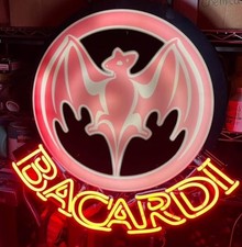 Bacardi Rum Fledermaus Lebhaftes LED Neon Schild Licht Lampe Selten