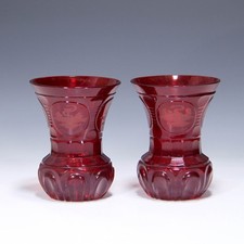 Paar Biedermeierbecher Hochzeitsbecher EMILIE & HEINRICH - Böhmen 1843