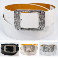 Gürtel Strass Steine Schnalle 3,6 cm echt Leder und Polyurethan bis 105 cm 3269