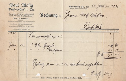 Burkersdorf rechnung 1933 - burkersdorf,,