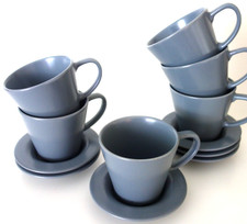 6 Kaffeetassen & Untertasse Ikea Dinera graublau 13900