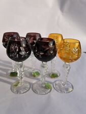 6 Bleikristall Gläser Likörgläser Lausitz DDR farbig Mundgeblasen Handarbeit