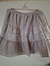 Stufenrock, L/XL beige-weiß Sterne Herzen Leinenoptik Squaredance Square Dance