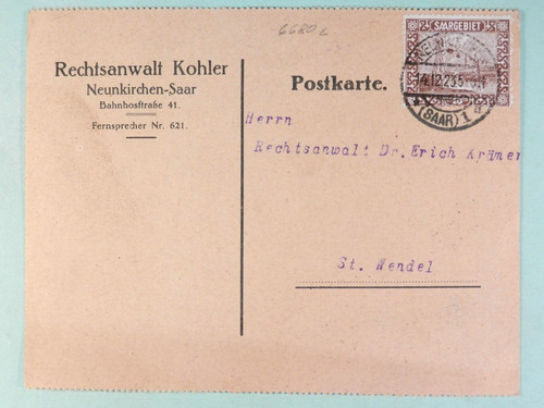 Saar geschäftspostkarte - saar, ef