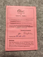 Betriebserlaubnis Ciao Vespa