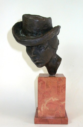 Bronze kopf auf marmorsockel - bronze,
