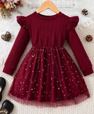 Mädchen Stern Mesh Rüschenkleid - Perfekt für kleine Prinzessinnen, Gr.122/128
