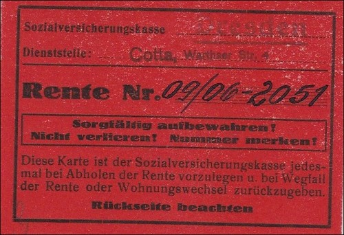 Iii reich rentenkarte - iii., aus