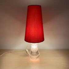 Vintage Tischlampe Mid-Century 70er - Doppelbeleuchtung, Glasfuß & roter Schirm