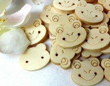 10x KNOPF FROSCH 20mm KINDERKNÖPFE KINDER BABY JUNGEN FRÖSCHE BRAUN NATUR KNÖPFE