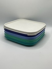Tupperware 4 Picknickteller Eco Go Picknick Teller mit Deckel stapelbar Bunt +
