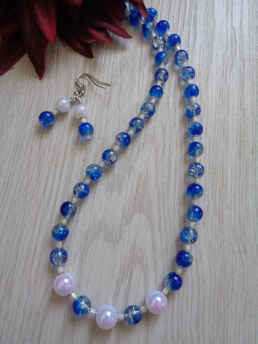 Schmuckset blau weiß - schmuckset, blau-weiß